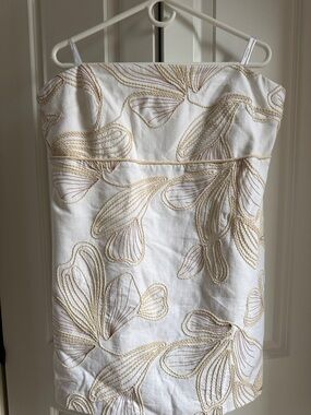 Ever New White Strapless Dress with Gold Embroidery